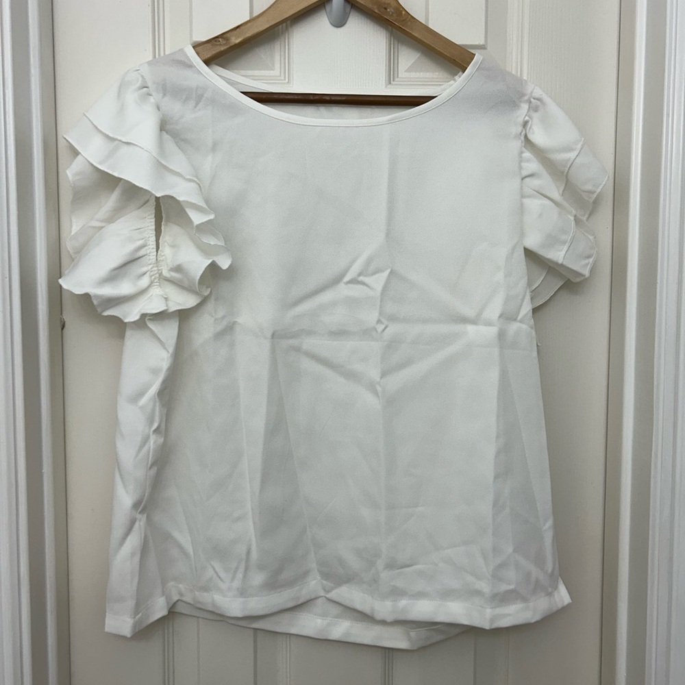 SHEIN White Ruffle Sleeve Blouse
